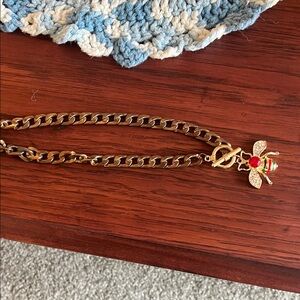Gold Chain Necklace with Bee Pendant
